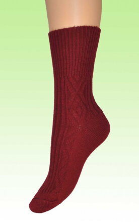 bordová vlnená ponožka